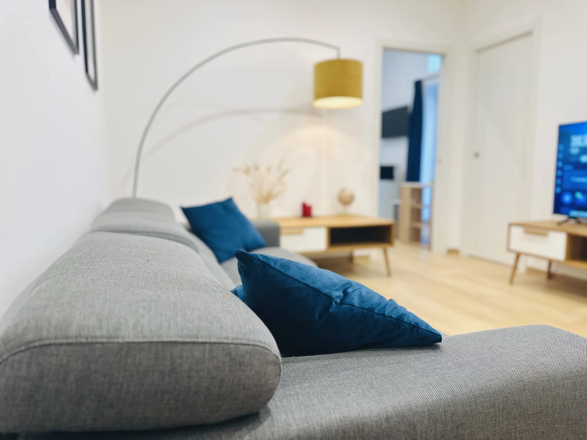 Soggiorno luminoso dell'Appartamento Azzurro